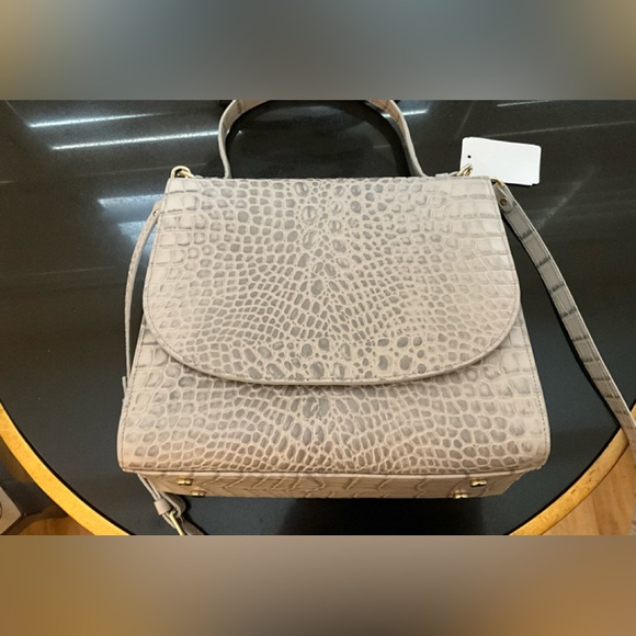 Saks Fifth Avenue Croc Embossed Leather Crossbody Bag - NWT - Picture 2 of 12